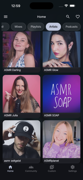 Tingles ASMR artists screen