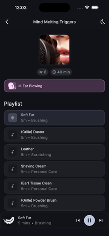 Curated ASMR playlists