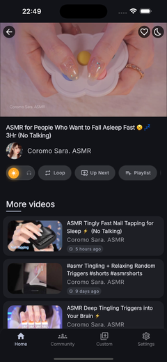 A video playing in the app with creator attribution and related videos below